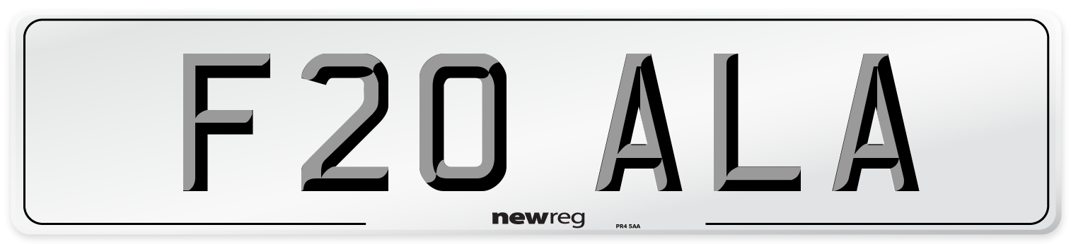 F20 ALA Number Plate from New Reg